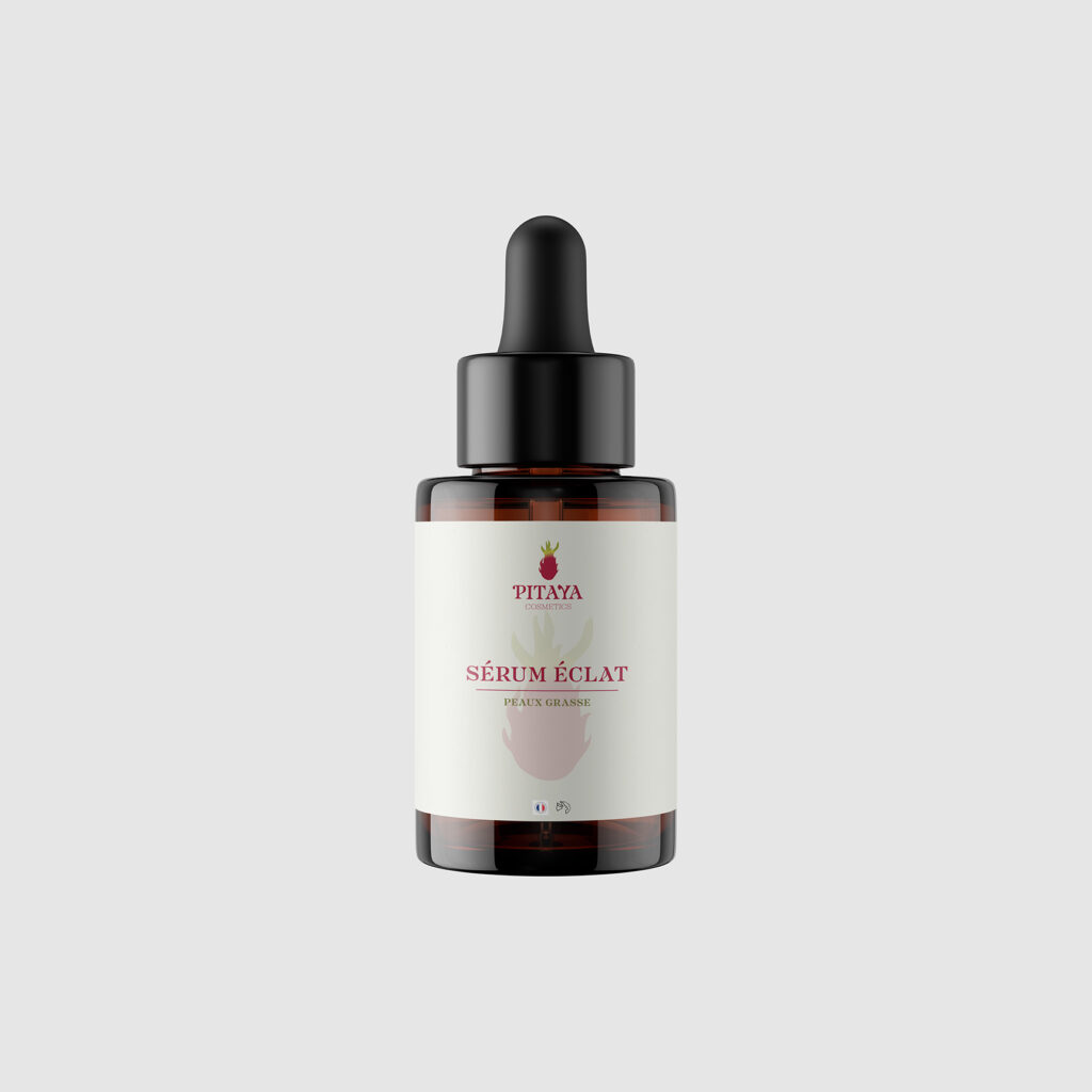 Mockup packaging sérum Pitaya Cosmetics identité visuelle cosmétique