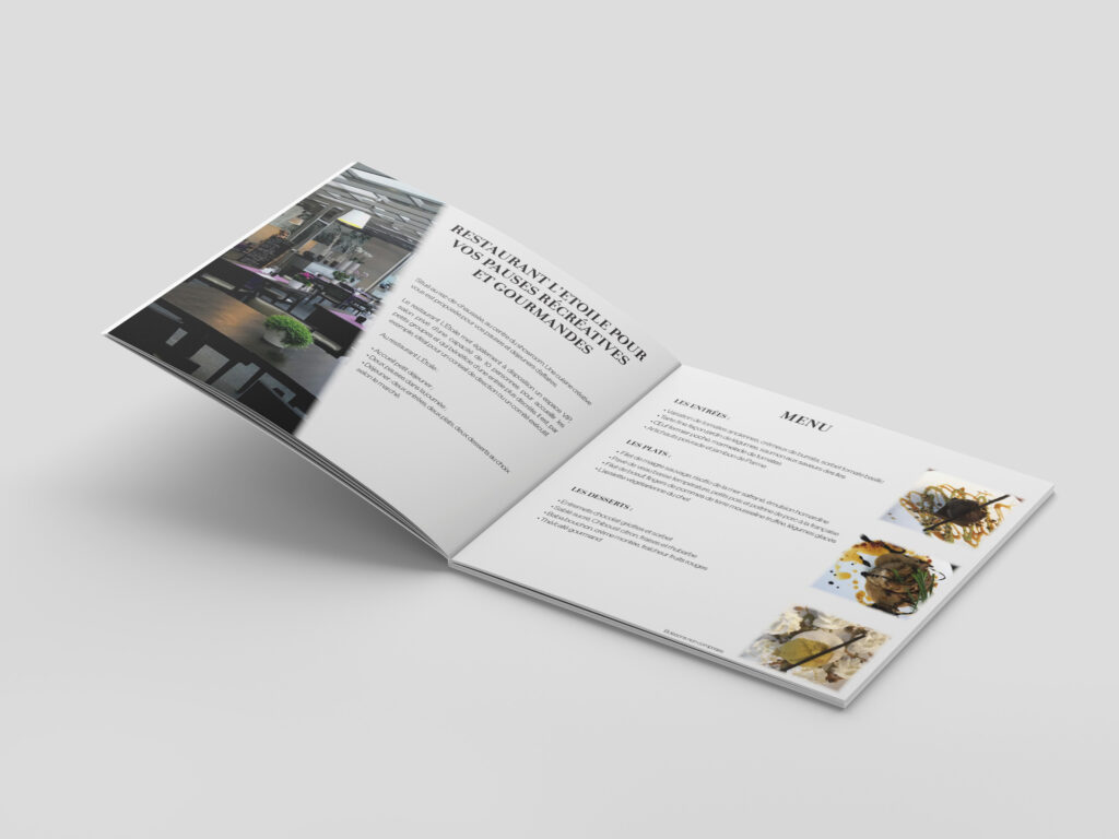 Mise en page brochure Mercedes showroom séminaire restauration print
