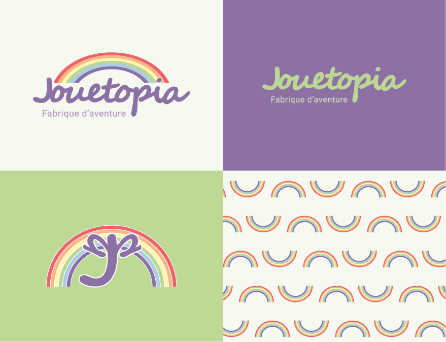 Déclinaison identité visuelle Jouetopia boutique jouets enfants